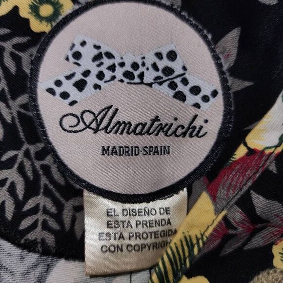 Almatrichi Madrid Spain Womens Black Floral Embroidered Dress 40 8 - Picture 4 of 5